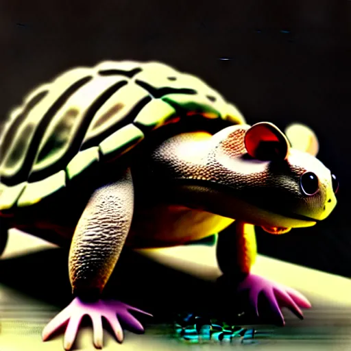 Image similar to , a mouse turning into a turtle, ultra realistic, intricate details, highly detailed, photorealistic, octane render, 8 k, unreal engine.