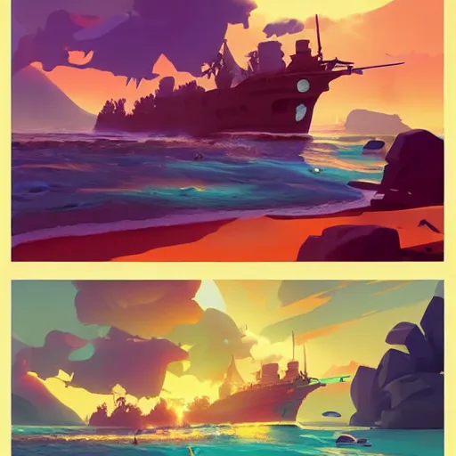 Image similar to painting treasure on sea of thieves game smooth median photoshop filter cutout vector, behance hd by jesper ejsing, by rhads, makoto shinkai and lois van baarle, ilya kuvshinov, rossdraws global illumination