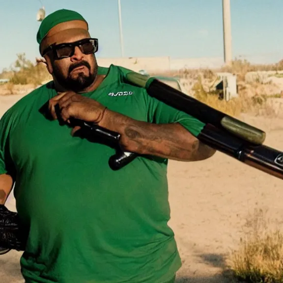 Image similar to Still of Big Smoke with green clothing with a baseball bat in Better Call Saul