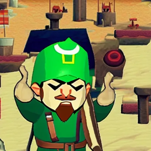 Image similar to Saddam Hussein in The Legend of Zelda The Wind Waker