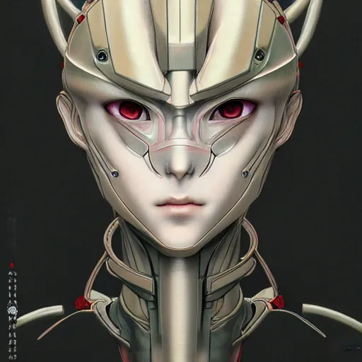 Image similar to prompt : photorealistic cinematic 3 d render of persona portrait soft light painted by takato yamamoto, mecha attributes and armor, inspired by ghost in shell anime, smooth face feature, intricate oil painting, high detail, sharp high detail, manga and anime 1 9 8 0