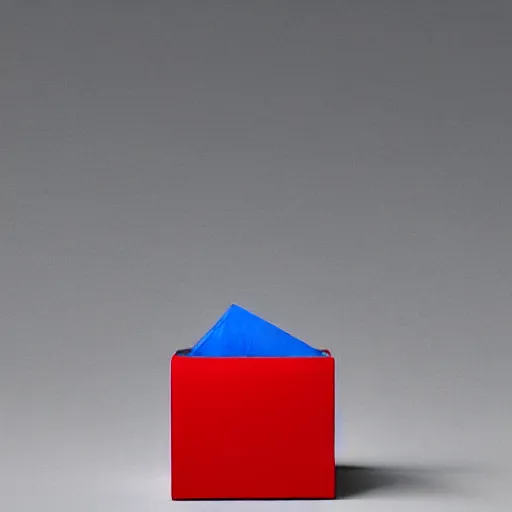 Image similar to a red cube on top of a blue cube