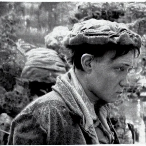 Image similar to cinematic still of pepelatz from kin - dza - dza 1 9 8 6 russian film