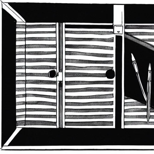 Prompt: pen and ink, line hatch, diagonal hatch, black and white, cross hatch