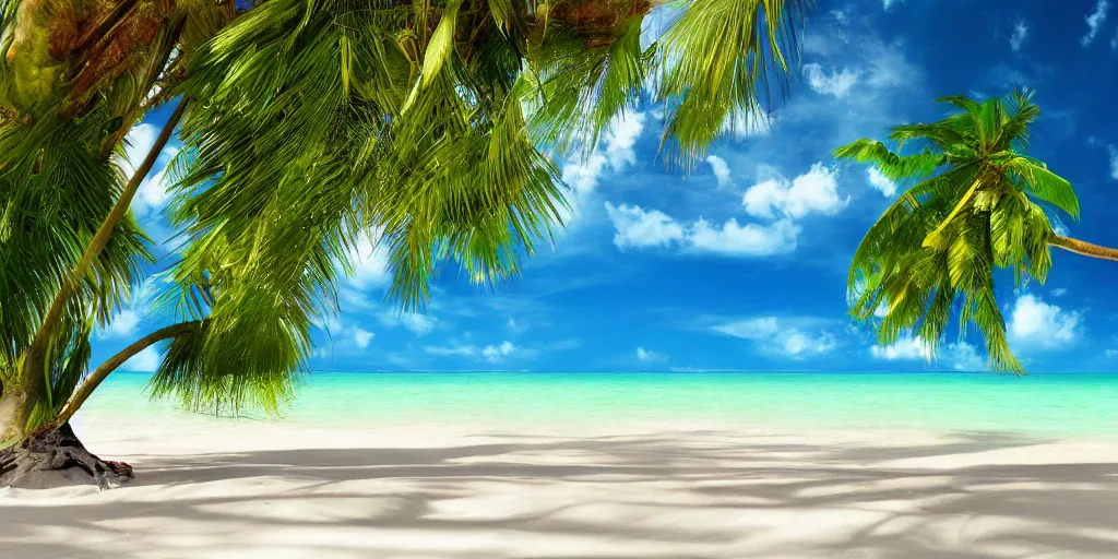 Prompt: wallpaper image of a beautiful clean tropical beach realistic photography