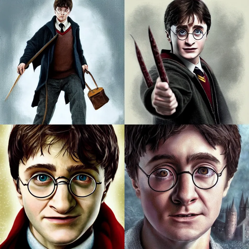 Prompt: Photorealistic art of Harry Potter at the age of 62, 8K