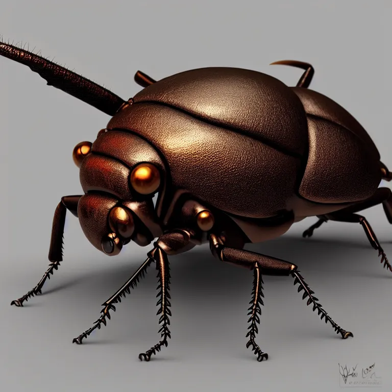 Prompt: steampunk stag beetle, 3 d model, unreal engine realistic render, 8 k, micro detail, elegant, highly detailed, centered, digital painting, smooth, sharp focus, illustration, artgerm, wlop