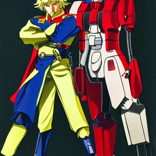 Image similar to a portrait of char aznable and garma zabi , drawn by Yoshikazu Yasuhiko, gundam, 0079, gto