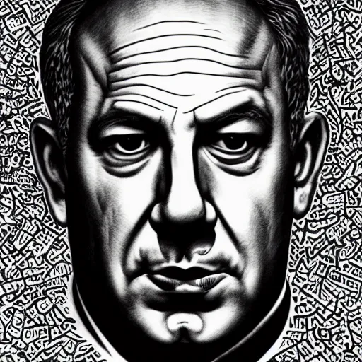 Image similar to a portrait of benjamin netanyahu by dan hillier