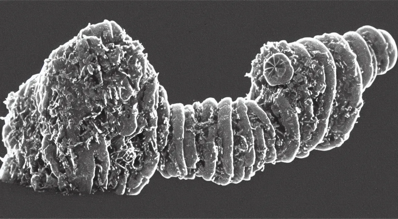 Image similar to Electron microscope image of a tardigrade eating metal