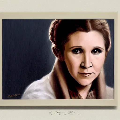 Prompt: portrait of young carrie fisher by greg ruthkowski