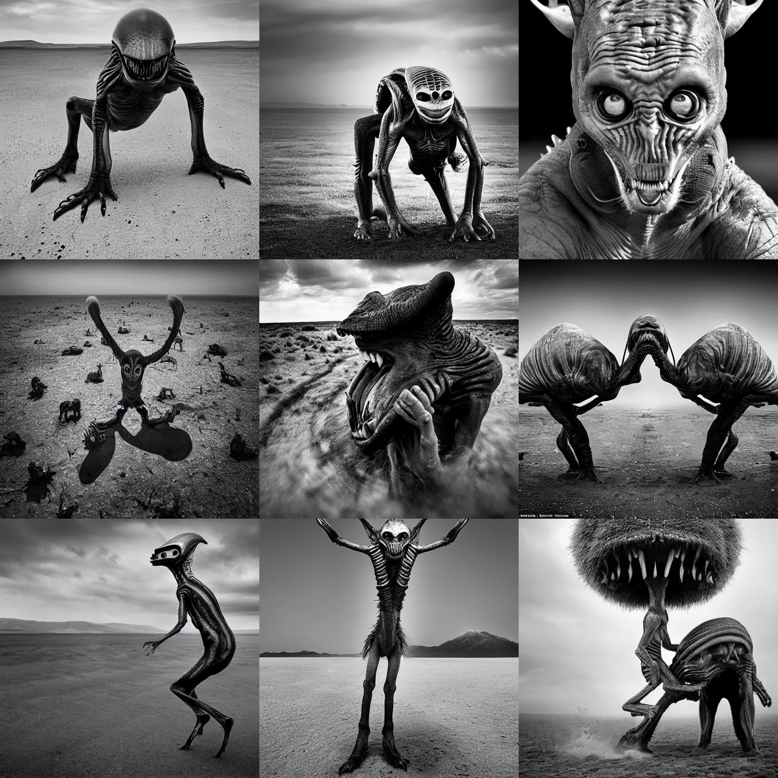 Prompt: An award winning dangerous nature photograph of an alien by David Yarrow