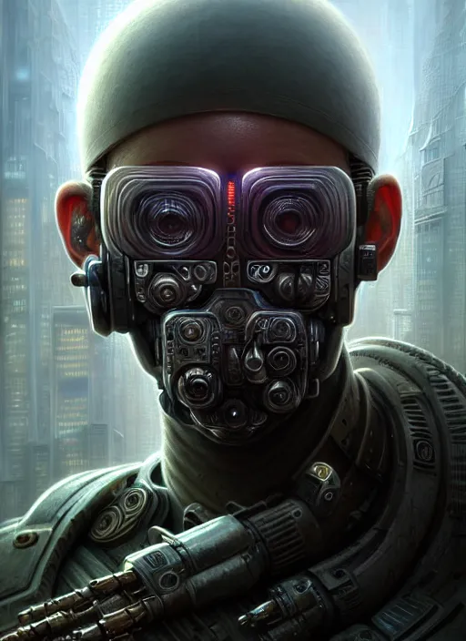 Prompt: closeup portrait shot of a cyberpunk soldier in a scenic dystopian environment, intricate, elegant, highly detailed, centered, digital painting, artstation, concept art, smooth, sharp focus, illustration, artgerm, tomasz alen kopera, peter mohrbacher, donato giancola, joseph christian leyendecker, wlop, boris vallejo