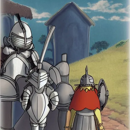 Image similar to a knight in armor studio ghibli