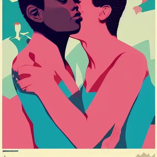 Image similar to poster by tomer hanuka, real lgbt love