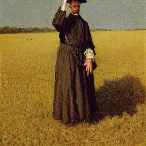 Image similar to a puritan priest preaching in a field, 1 8 9 0 s, by francis davis millet