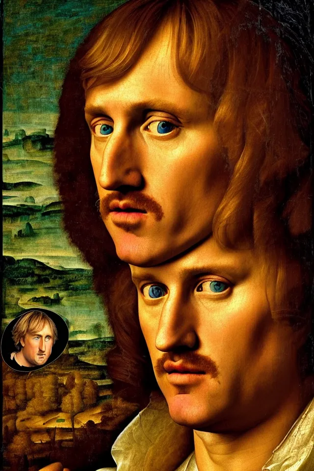 Image similar to bizarre renaissance portrait of owen wilson in a sea of thousands of highly detailed potatos, dramatic cinematic lighting, 8 k, beautiful intricate pop - art painting