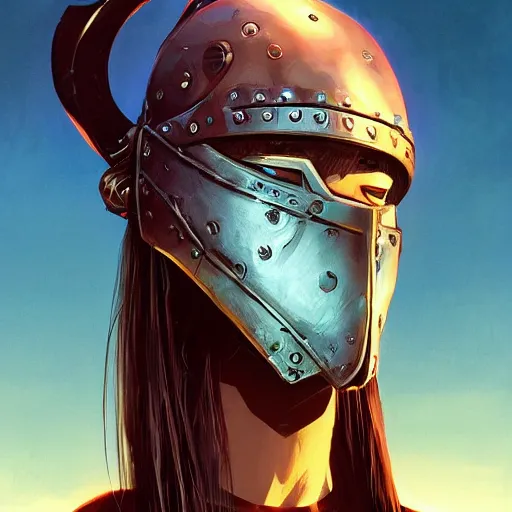 Image similar to cyberpunk viking helmet mask warrior goddess robot ninja fantasy, art gta 5 cover, official fanart behance hd artstation by jesper ejsing, by rhads, makoto shinkai and lois van baarle, ilya kuvshinov, ossdraws