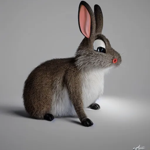 Prompt: A photo of a real-life Bugs Bunny, Studio Lighting, High Detail, 4K, Title-Shift, Hyperrealism