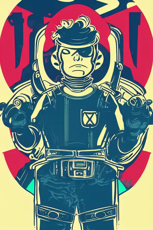 Image similar to fallout 7 6 retro futurist illustration art by butcher billy, sticker, colorful, illustration, highly detailed, simple, smooth and clean vector curves, no jagged lines, vector art, smooth andy warhol style