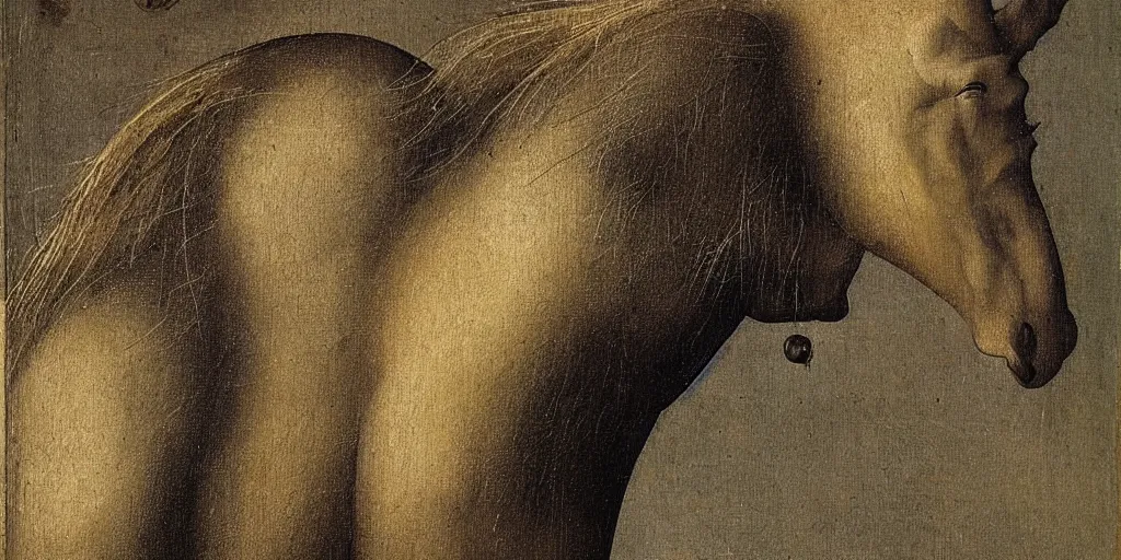 Image similar to hieronymus bosch, a horse, insanley detailed