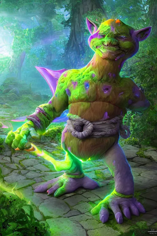 Image similar to arcane fantasy art giant shreak!!! elemental wood rock bastion forged gemstone enchanted forest troll, global illumination ray tracing hdr fanart arstation by sung choi and eric pfeiffer and gabriel garza and casper konefal lisa frank zbrush central hardmesh radiating a glowing aura