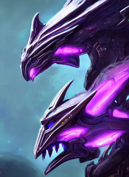 Image similar to cinematic goddess close shot, cosmic size beautiful stunning hot anthropomorphic robot mecha female dragon, sleek dragon head, metal ears, led purple eyes, smooth fuschia skin, smooth silver armor, in space, epic proportions, macro, epic size, epic scale, furry art, dragon art, giantess art, warframe fanart, furaffinity, octane