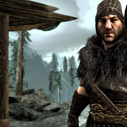 Prompt: james gandolfini as the main character of skyrim