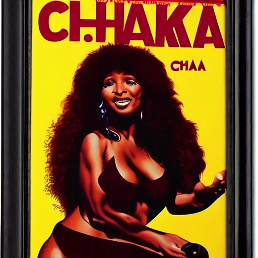 Prompt: chaka khan by clyde caldwell, very detailed, low contrast, dark background, 4 k