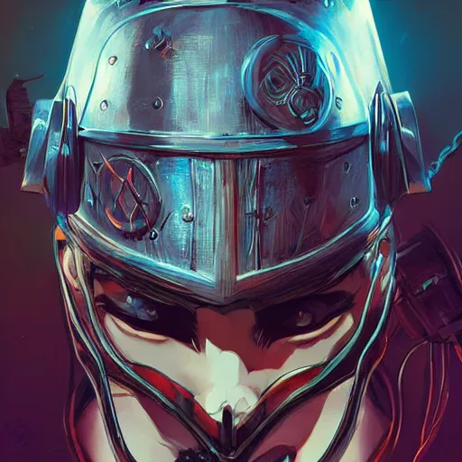 Image similar to cyberpunk viking helmet mask warrior goddess robot ninja fantasy, art gta 5 cover, official fanart behance hd artstation by jesper ejsing, by rhads, makoto shinkai and lois van baarle, ilya kuvshinov, ossdraws