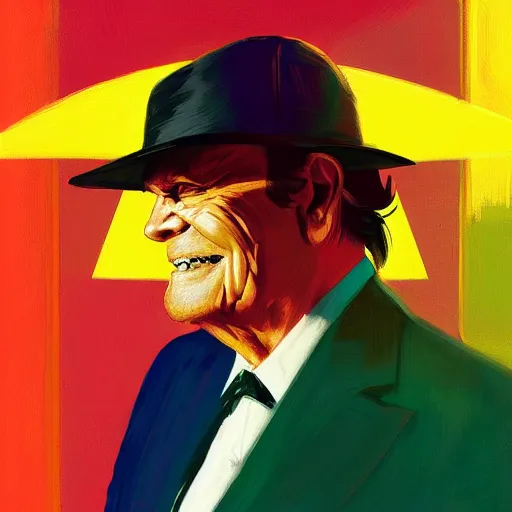 Image similar to 🌈 abstract motorcycle engine portrait of jack nicholson by atey ghailan and edward hopper