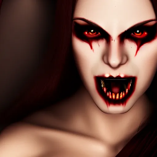 Image similar to photo of a real-life beautiful female vampire warrior, 4k, highly detailed
