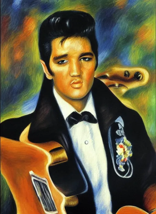 Image similar to oil painting of elvis presley by renoir