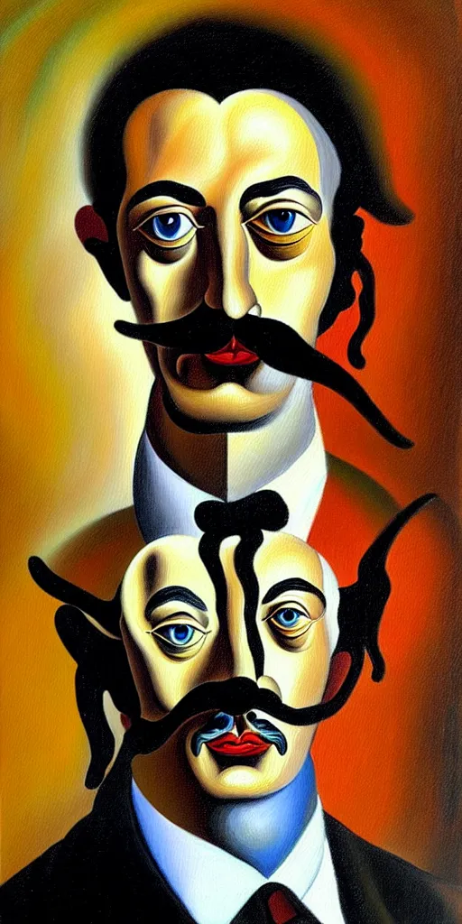 Image similar to portrait painting of alexander bashlachev in the style of salvador dali