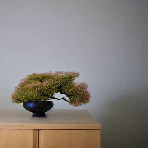 Image similar to a photo of 8k Ikebana, ohararyu, full body, wide angle, sony a7r3, ultra detail, photorealistic, in simple background