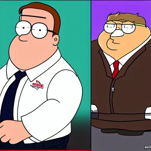 Prompt: peter griffin in the white house with obama in the style of family guy