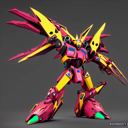 Image similar to deathscythe custom sazabi custom, by alex pardee, 3 d, 8 k hd resolution, highly saturated colors