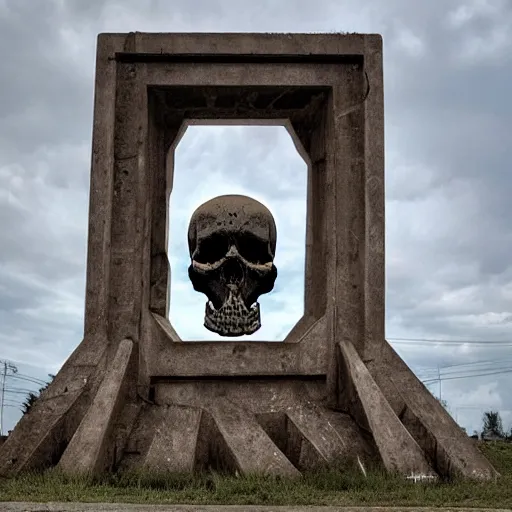 Prompt: skullpunk monument