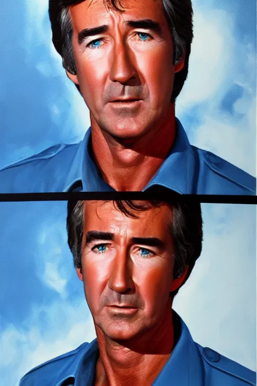 Image similar to photo realistic painting of randy mantooth starring in emergency! tv show, vivid colours, highly detailed, exotropia eyes