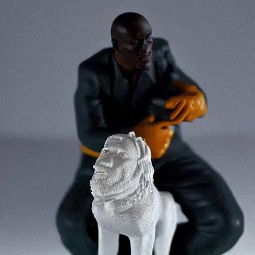 Prompt: a 3D printed polymer figurine of Ed Harris, studio lighting, F 1.4 Kodak Portra