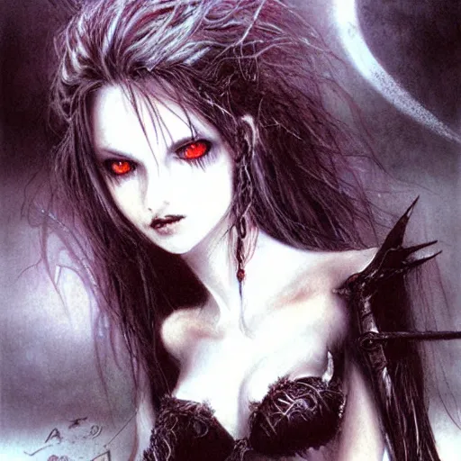 Prompt: A cute vampire girl by Luis Royo
