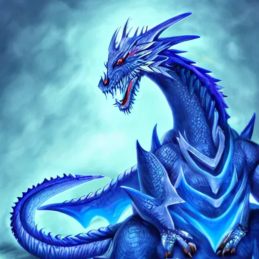 Image similar to art of a anthropomorphic blue dragon with icy scales highly detailed artwork, furry art, Falvie, furaffinity, DeviantArt, trending on artstation