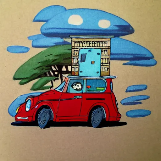 Image similar to car, in style of studio ghibli