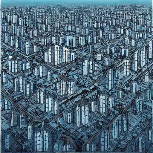 Prompt: fractal city mandelbaum, monumental scale