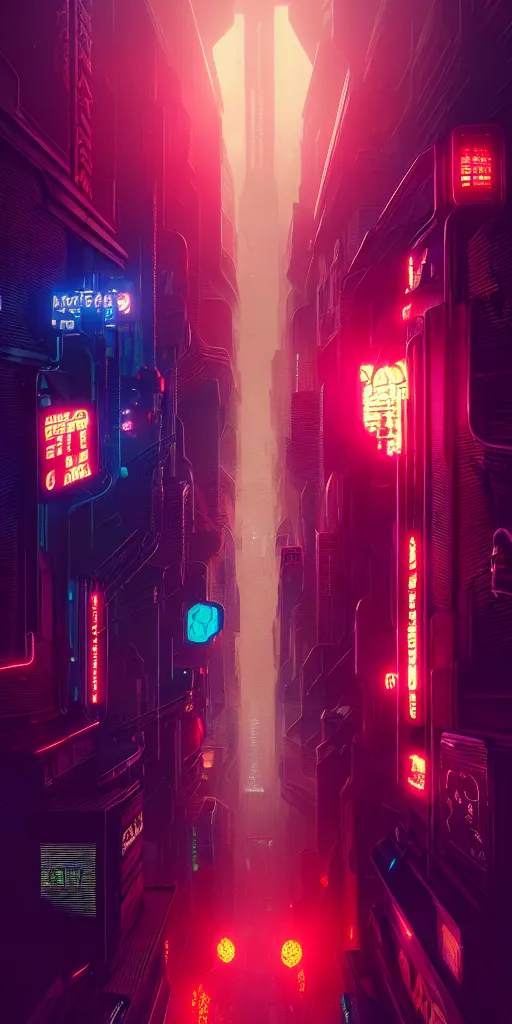 Image similar to epic cyberpunk arcade city : : blade runner, james guilleard, beeple, laurie greasley, dan mcpharlin : : ornate, dynamic, particulate, rich colors, intricate, elegant, highly detailed, centered, artstation, smooth, sharp focus, octane render, 3 d