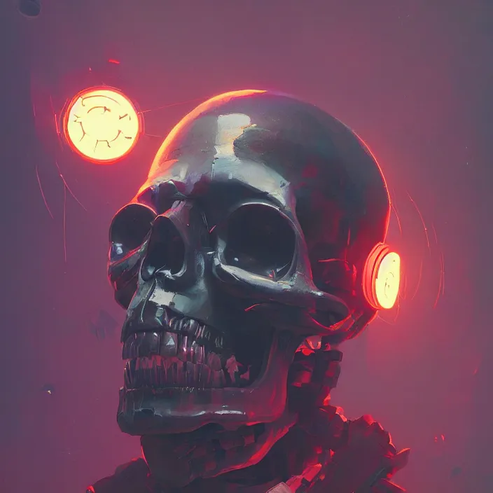 Image similar to a beautiful painting of a cyberpunk skull by sergey kolesov and pascal blanche and rhads. in style of colorful comic noir illustration, symmetry, sci fi, hyper detailed. octane render. trending on artstation