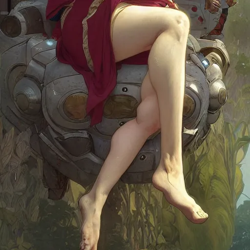 Image similar to shrek has giant feet, highly detailed, digital painting, artstation, concept art, smooth, sharp focus, illustration, art by artgerm and greg rutkowski and alphonse mucha