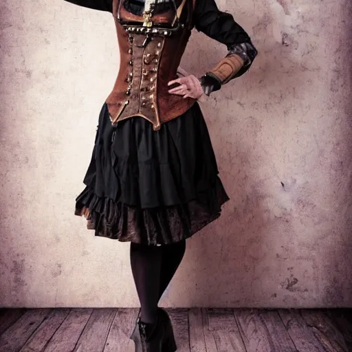 Image similar to girl wearing steampunk style clothing