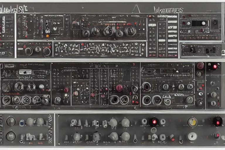 Prompt: a modular synthesizer by ralph steadman