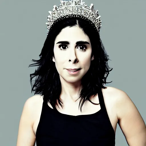 Image similar to portrait sarah silverman wearing a crown, 4 k, detailed